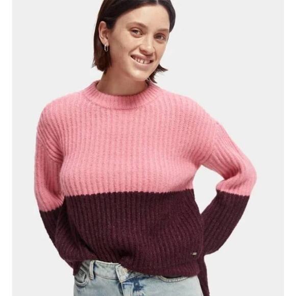 Scotch & Soda Chunky Knit Color Block Sweater - S - Picture 1 of 7